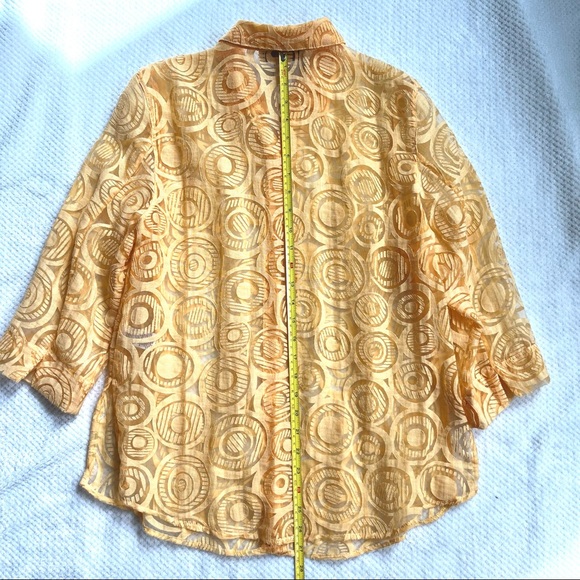 Retro Circles Sheer Button Up Top See Through Coverup by c.l.o.t.h.e.s. - Picture 10 of 11